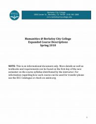 Spring 2018 Humanities course descriptions