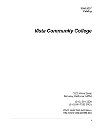 Vista Community College Catalog 2005-2007