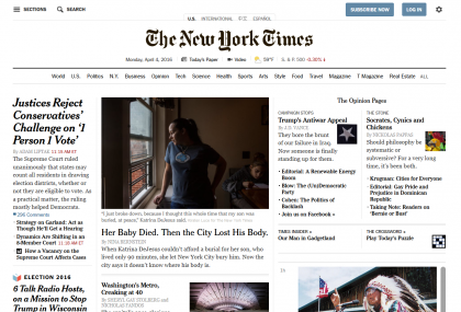nyt front page