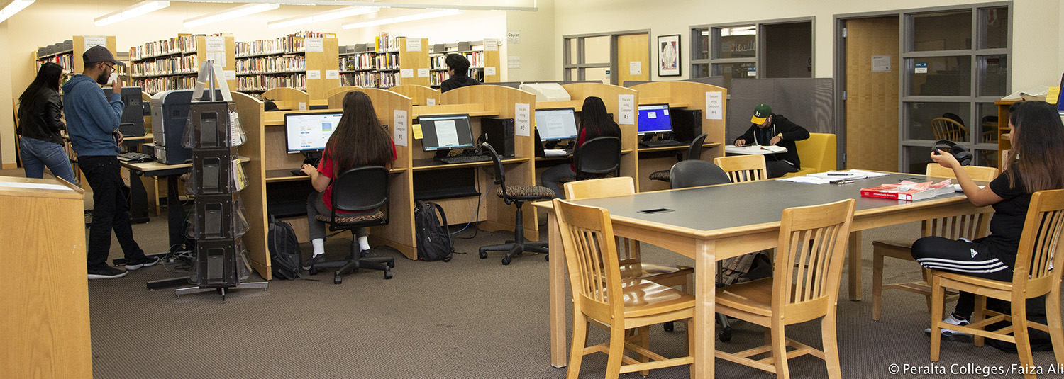 Students studying in the Berkeley City College Library